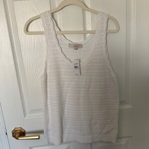 LOFT Women's Cream Textured Tank Top